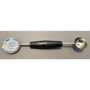 Vintage 8" Black Plastic Handled Double Ended Melon Baller/Curler
